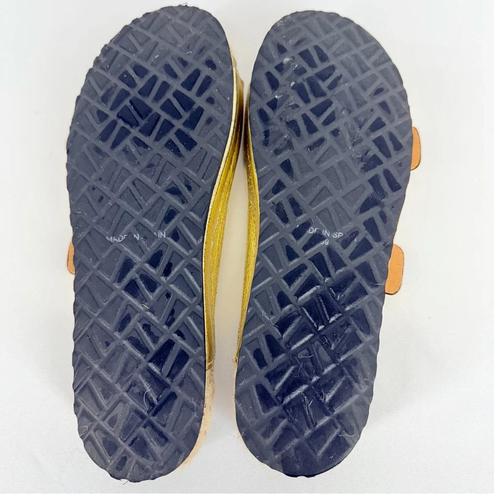 Manebi Women’s Size 39 Nordic Metallic Gold Leather Espadrille Sandals